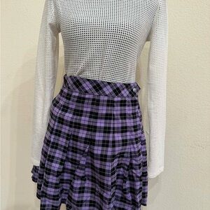 H&M Divided Purple Plaid Skater Skort
